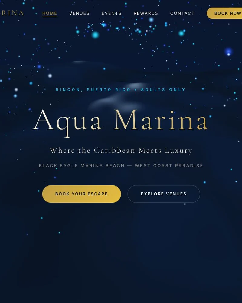 Aqua Marina Beach Club live website screenshot