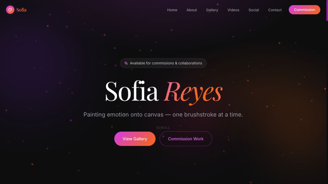 Artist Portfolio live website screenshot