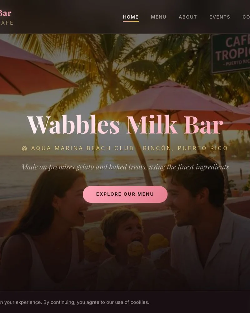 Wabbles Milk Bar live website screenshot